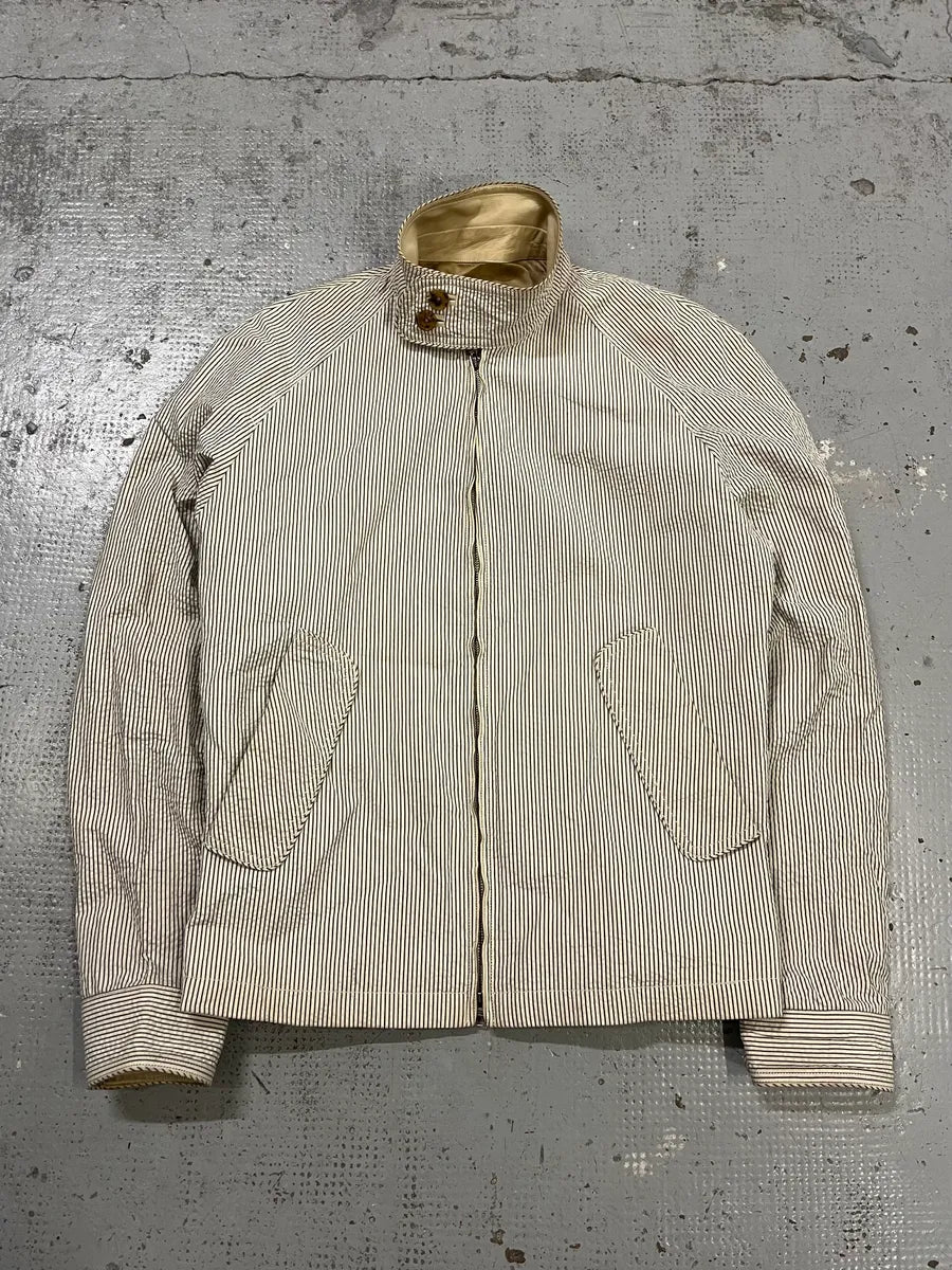 2000s Louis Vuitton Striped Classy Beige Hybrid Leather Jacket TSVtRlJ 0