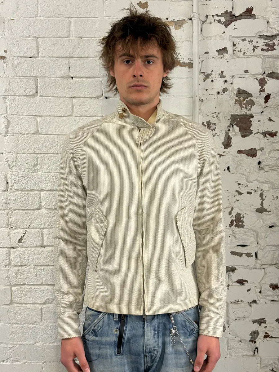 2000s Louis Vuitton Striped Classy Beige Hybrid Leather Jacket TSVtRlJ 1