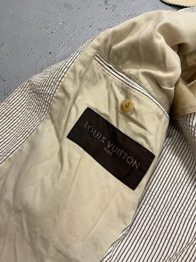 2000s Louis Vuitton Striped Classy Beige Hybrid Leather Jacket TSVtRlJ 10