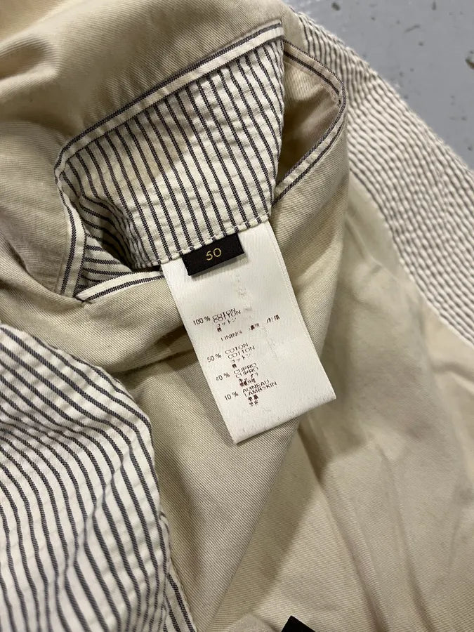 2000s Louis Vuitton Striped Classy Beige Hybrid Leather Jacket TSVtRlJ 12