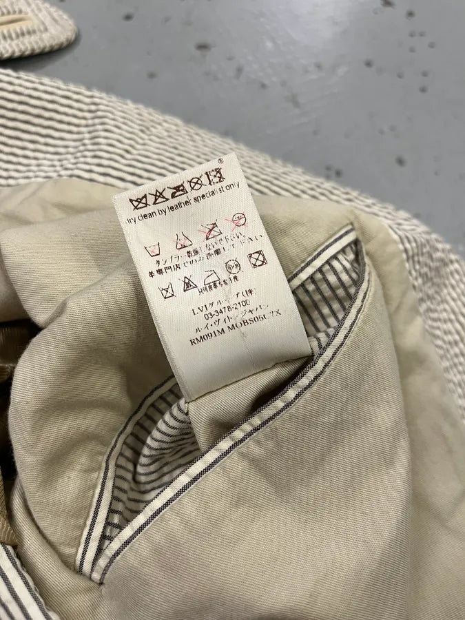 2000s Louis Vuitton Striped Classy Beige Hybrid Leather Jacket TSVtRlJ 13