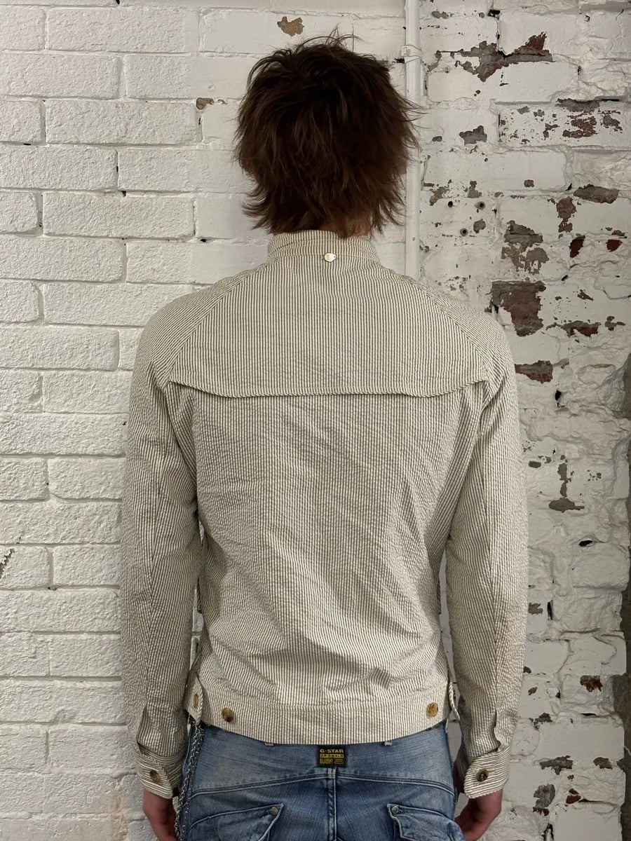 2000s Louis Vuitton Striped Classy Beige Hybrid Leather Jacket TSVtRlJ 2
