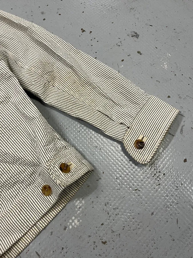 2000s Louis Vuitton Striped Classy Beige Hybrid Leather Jacket TSVtRlJ 8