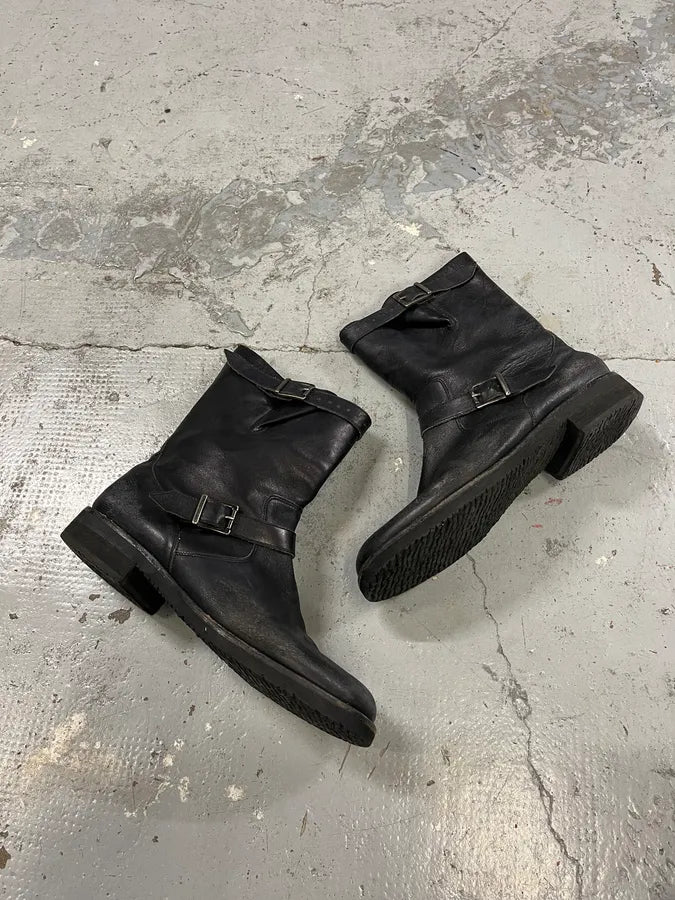 2000s Maison Margiela Black Leather Biker Straps Boots RKCwUGi 1