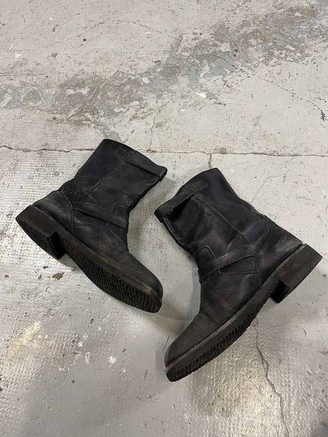 2000s Maison Margiela Black Leather Biker Straps Boots RKCwUGi 2