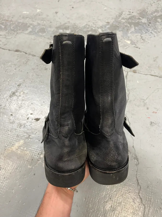 2000s Maison Margiela Black Leather Biker Straps Boots RKCwUGi 4