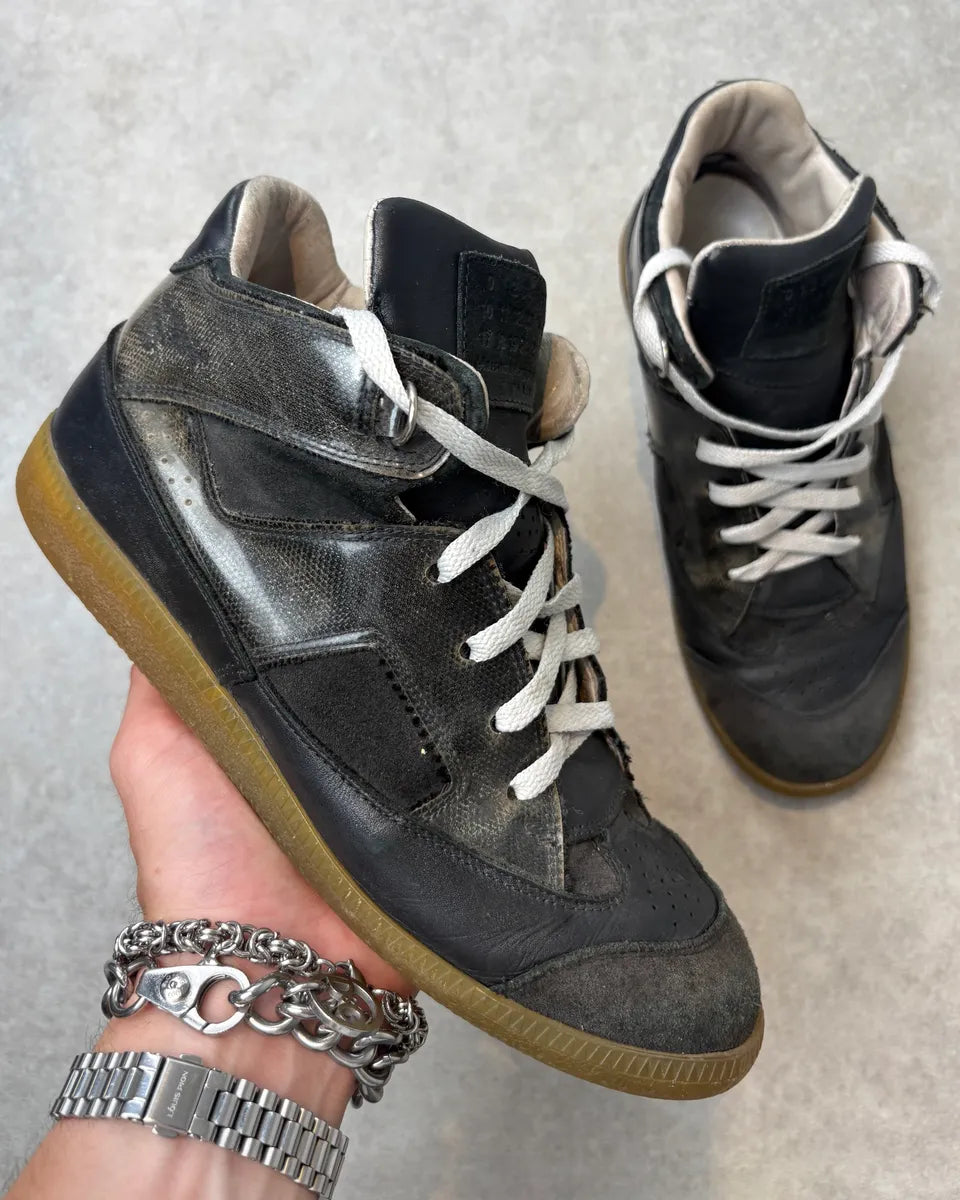 2000s Maison Margiela Black Leather High-Top Sneakers KeQvATy 0