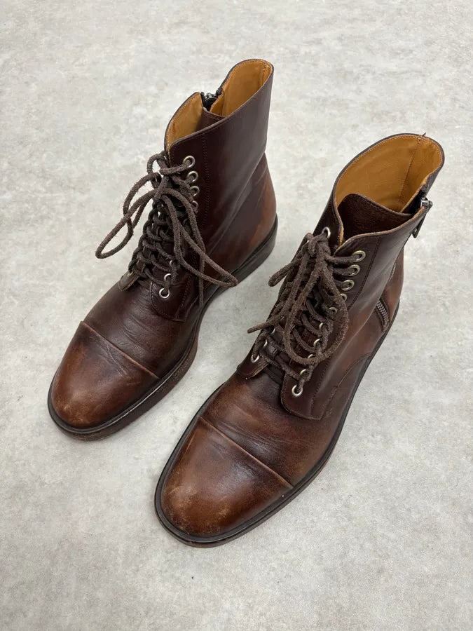 2000s Maison Margiela Brown Eroded Combat Leather Boots AoSkIMA 2