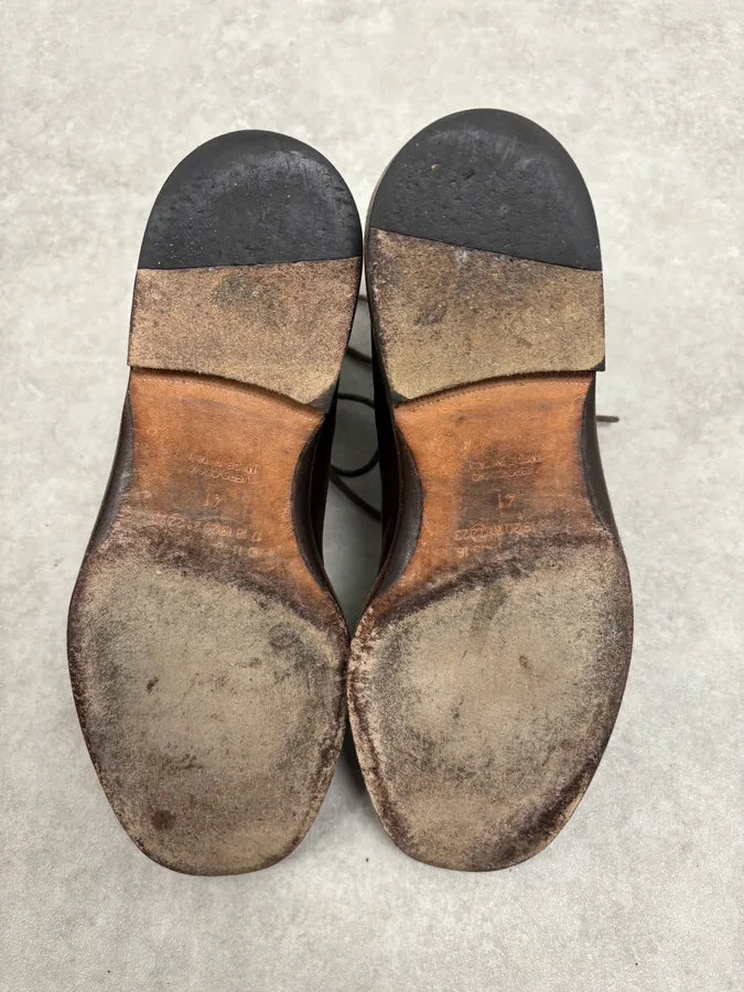 2000s Maison Margiela Brown Eroded Combat Leather Boots AoSkIMA 5