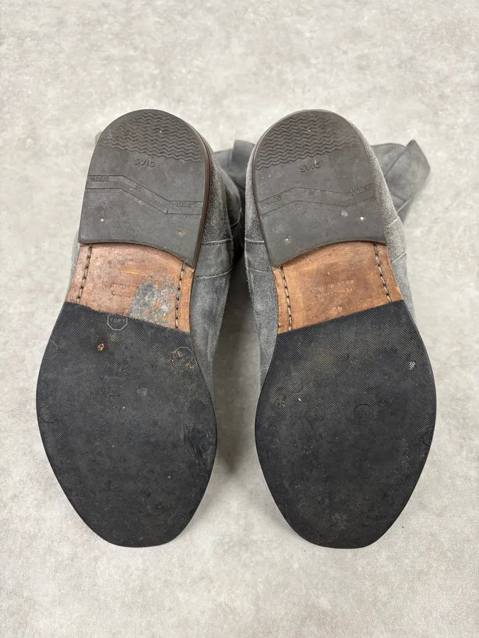 2000s Maison Margiela Grey Suede Leather Western Boots lmHoEuW 5