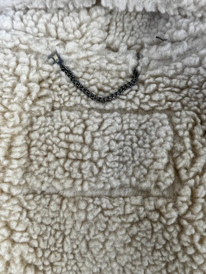 2000s Maison Margiela H&M Shearling Beige Reversible Long Jacket CWfaRTF 12