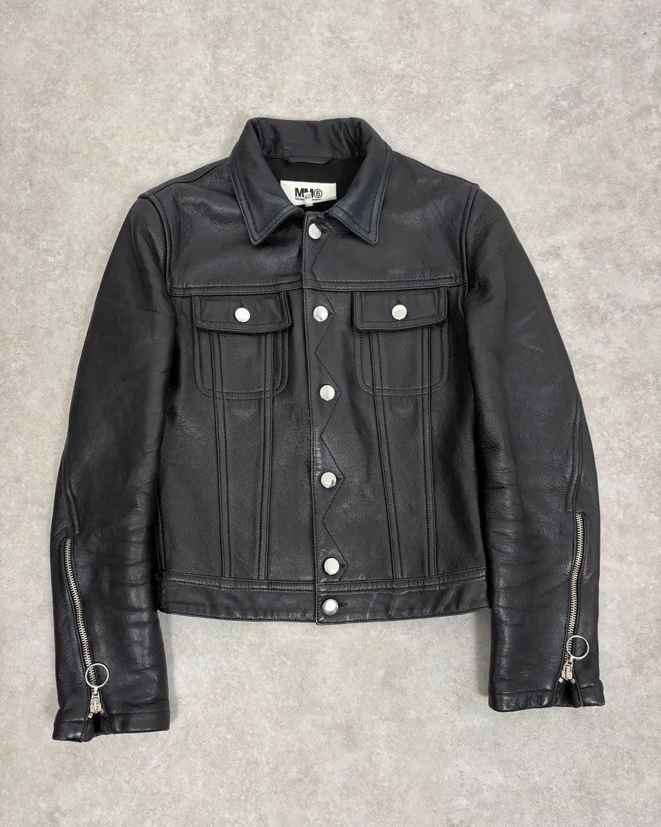 SS2016 Maison Margiela MM6 Black Trucker Jacket rLilEOd 0