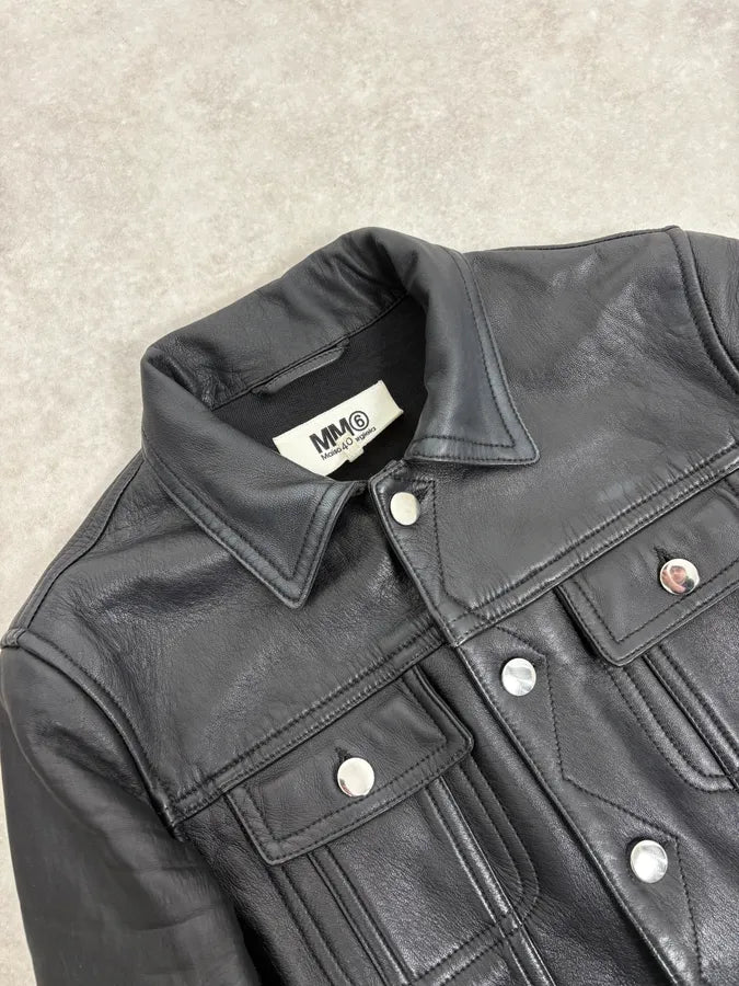 SS2016 Maison Margiela MM6 Black Trucker Jacket rLilEOd 4