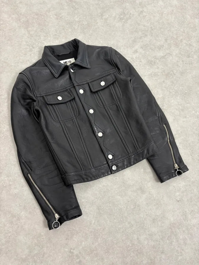 SS2016 Maison Margiela MM6 Black Trucker Jacket rLilEOd 3