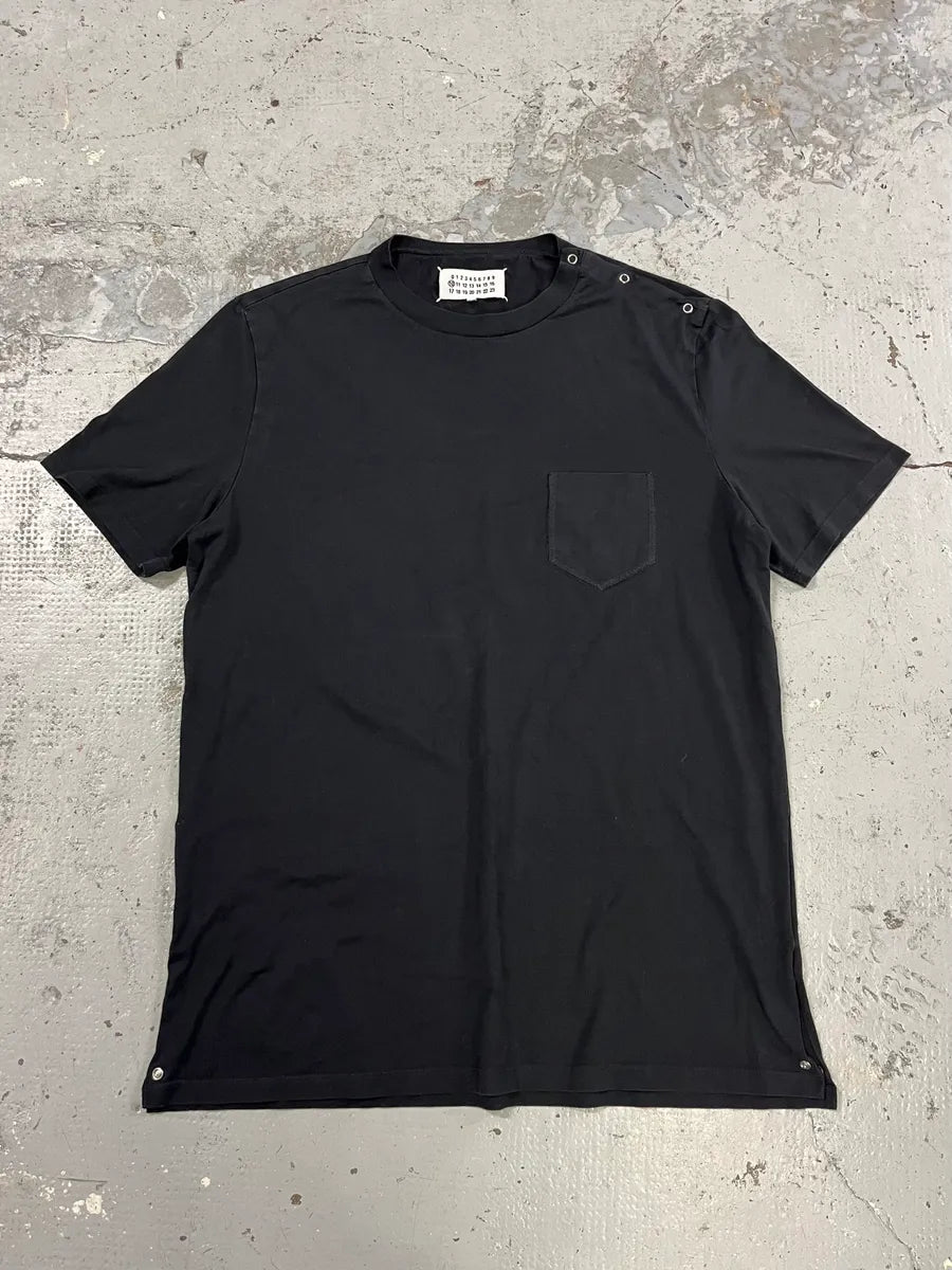 2000s Maison Margiela Signature Buttoned Black T-Shirt iLuWXXj 0