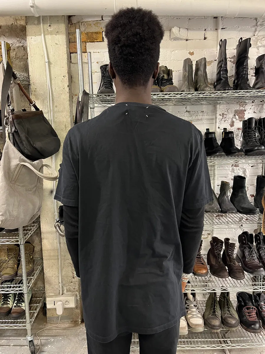 2000s Maison Margiela Signature Buttoned Black T-Shirt iLuWXXj 2