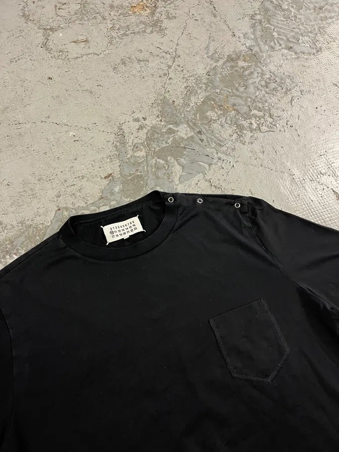 2000s Maison Margiela Signature Buttoned Black T-Shirt iLuWXXj 3