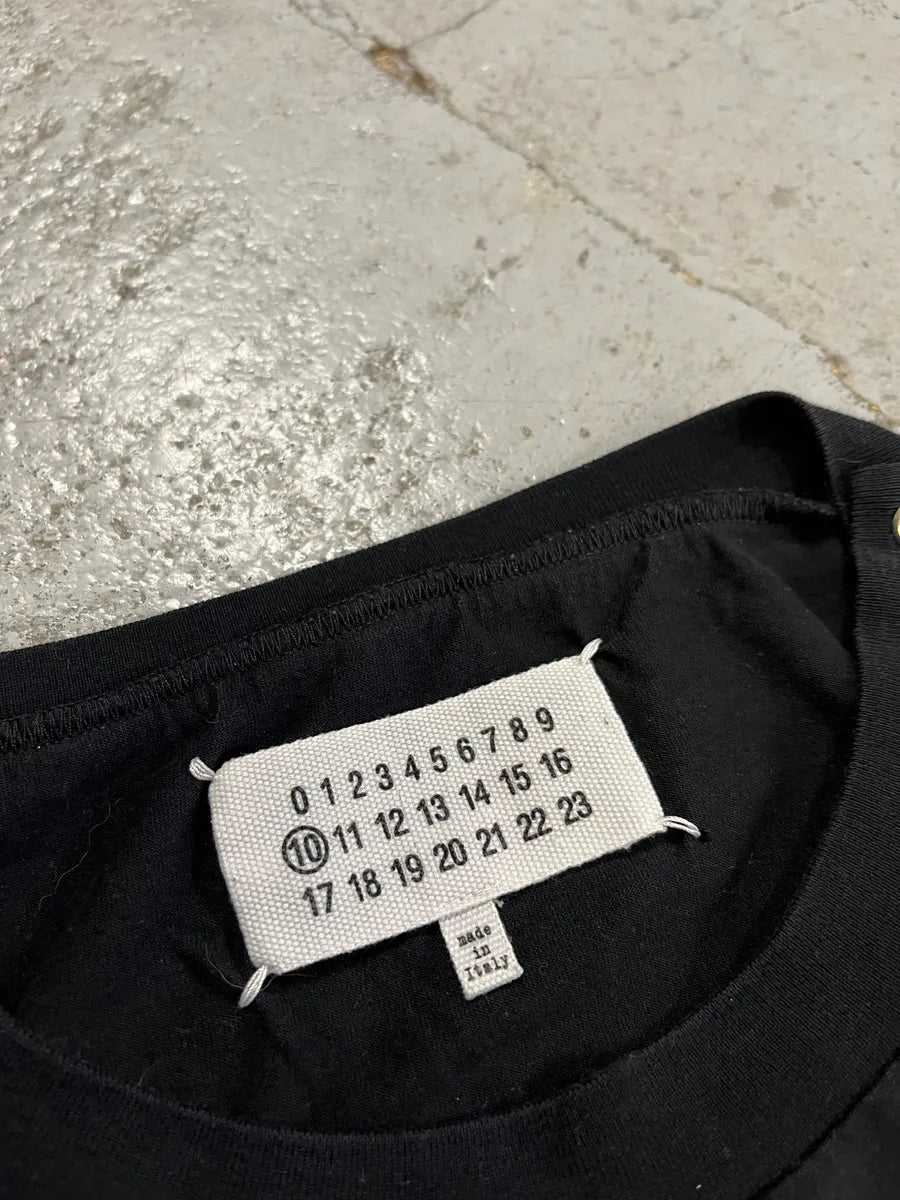 2000s Maison Margiela Signature Buttoned Black T-Shirt iLuWXXj 8