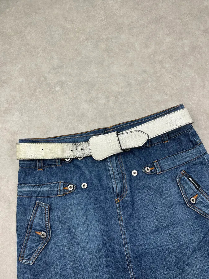Maison Margiela H&M White Cracked Leather Western Cowboy Belt yICoeyx 2