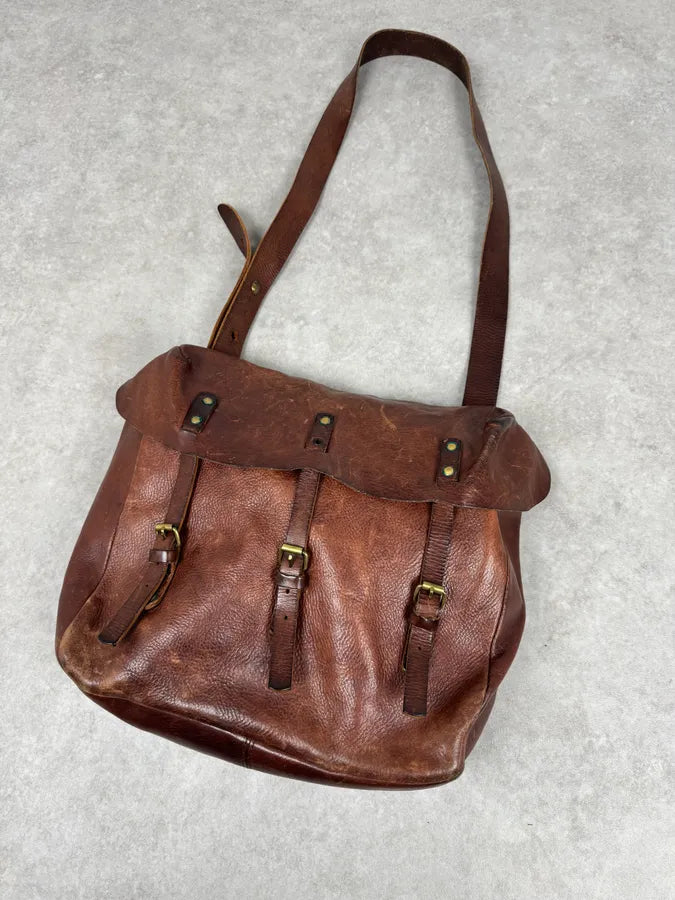 2000s Maison Martin Margiela Artisanal Brown Leather Straps Shoulder Bag wQJVGGC 2