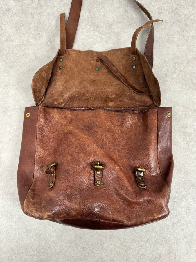 2000s Maison Martin Margiela Artisanal Brown Leather Straps Shoulder Bag wQJVGGC 5