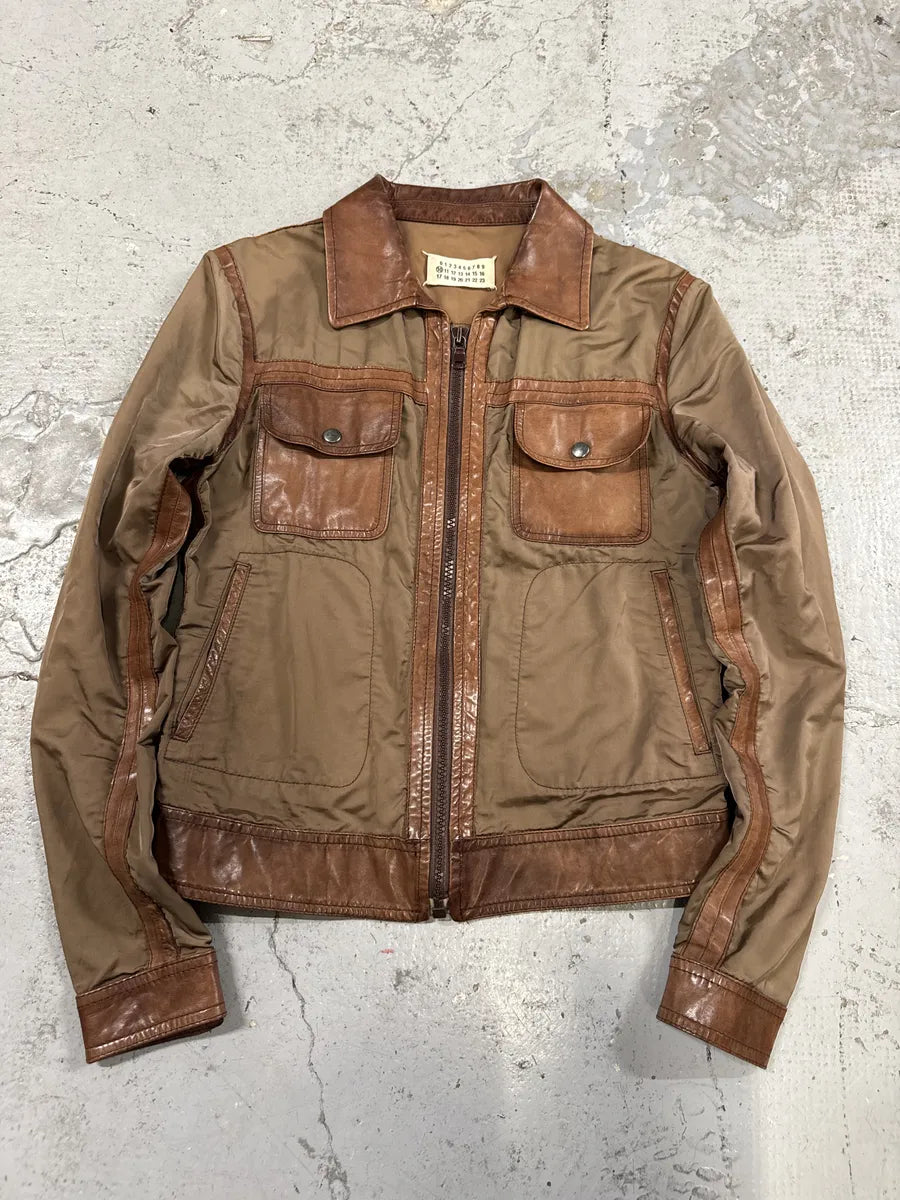 SS2007 Maison Martin Margiela Brown & Khaki Hybrid Leather Jacket etLRSAA 0