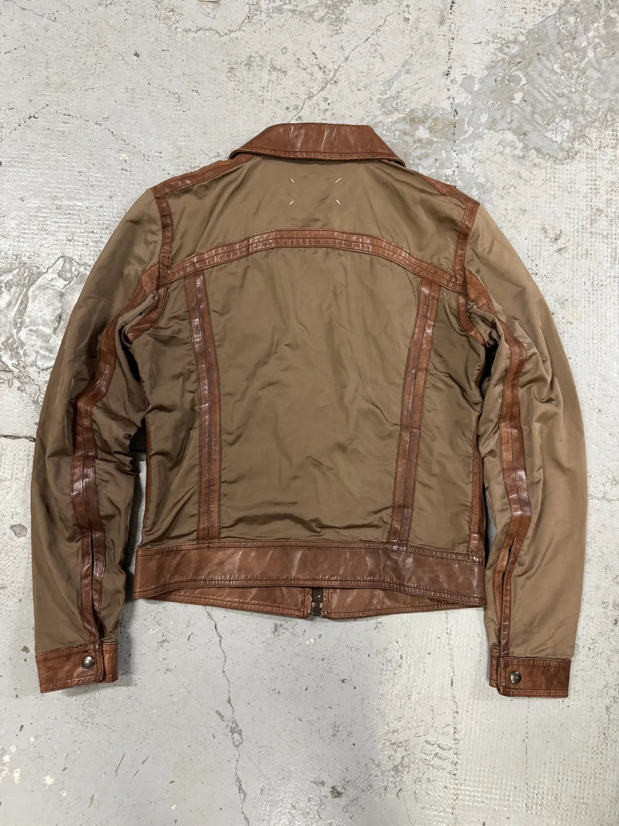 2000s Maison Martin Margiela Brown & Khaki Hybrid Leather Jacket etLRSAA 1