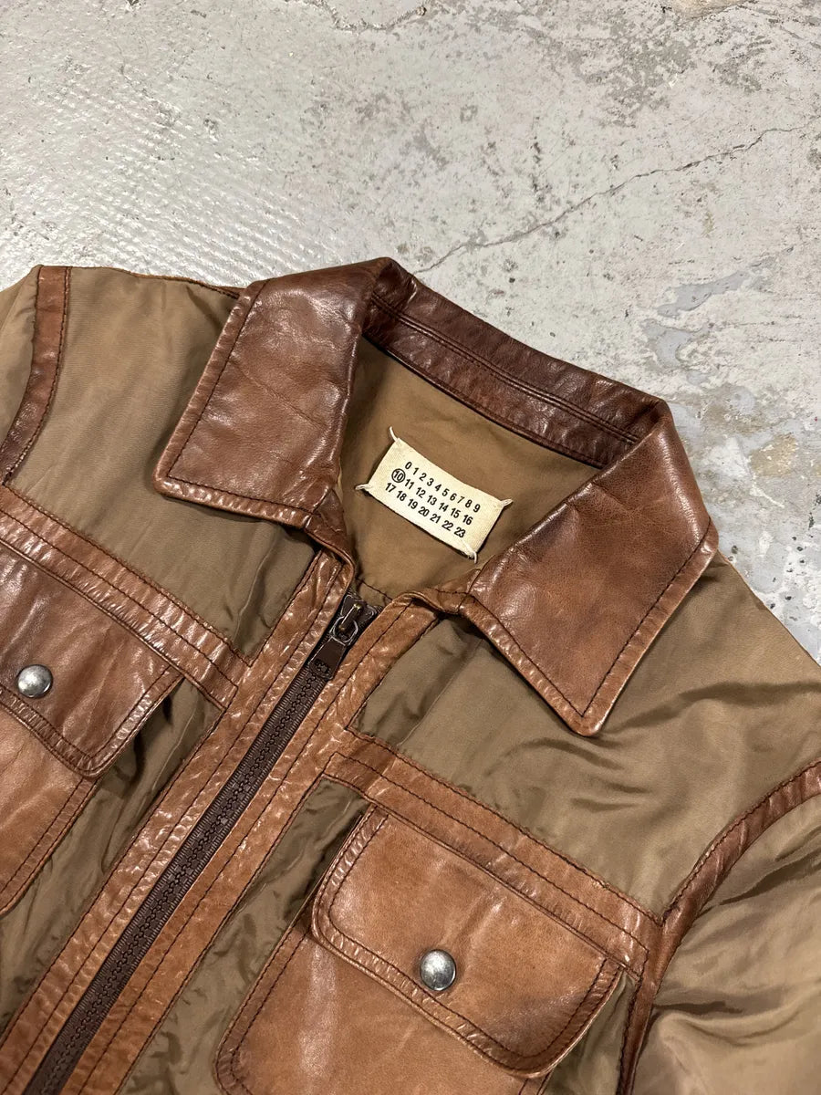 2000s Maison Martin Margiela Brown & Khaki Hybrid Leather Jacket etLRSAA 12