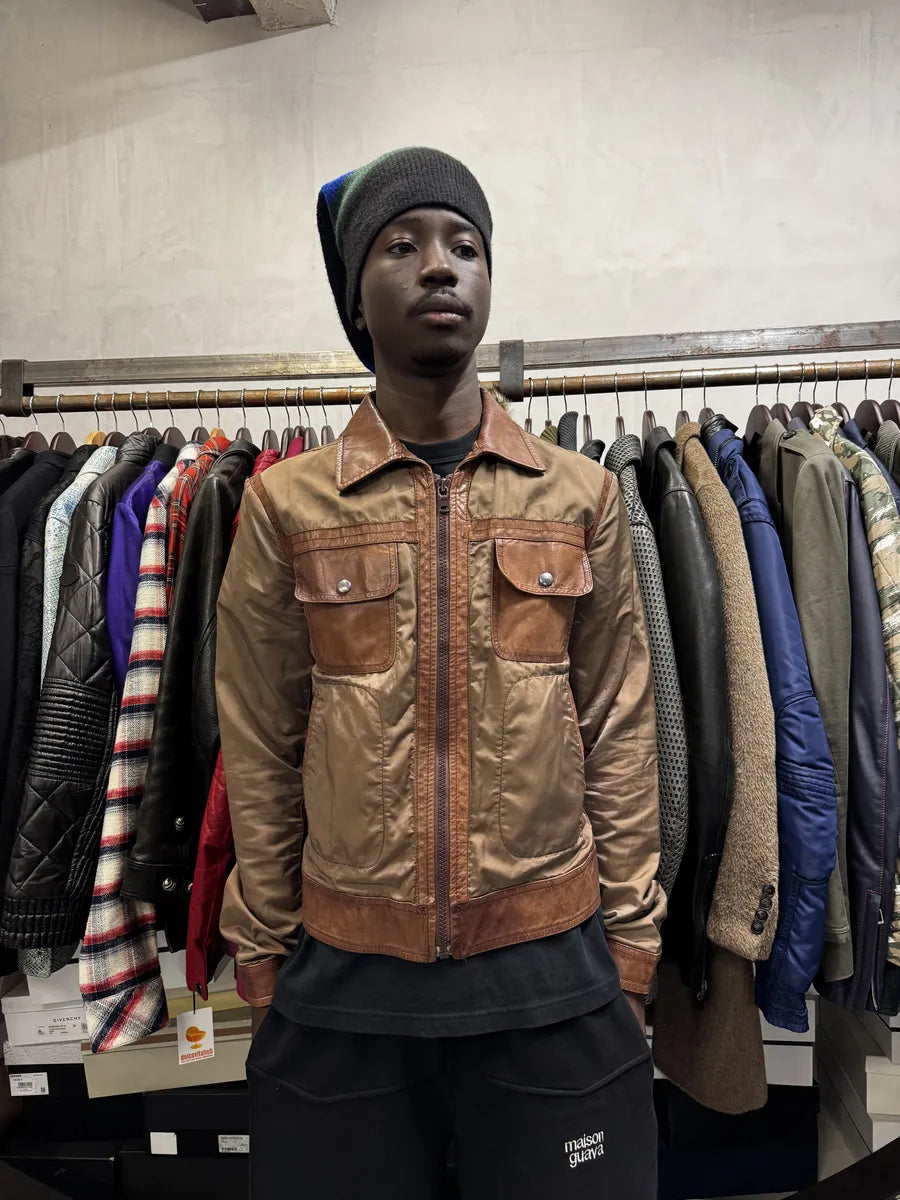 2000s Maison Martin Margiela Brown & Khaki Hybrid Leather Jacket etLRSAA 2