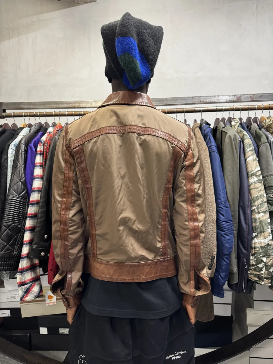 2000s Maison Martin Margiela Brown & Khaki Hybrid Leather Jacket etLRSAA 3