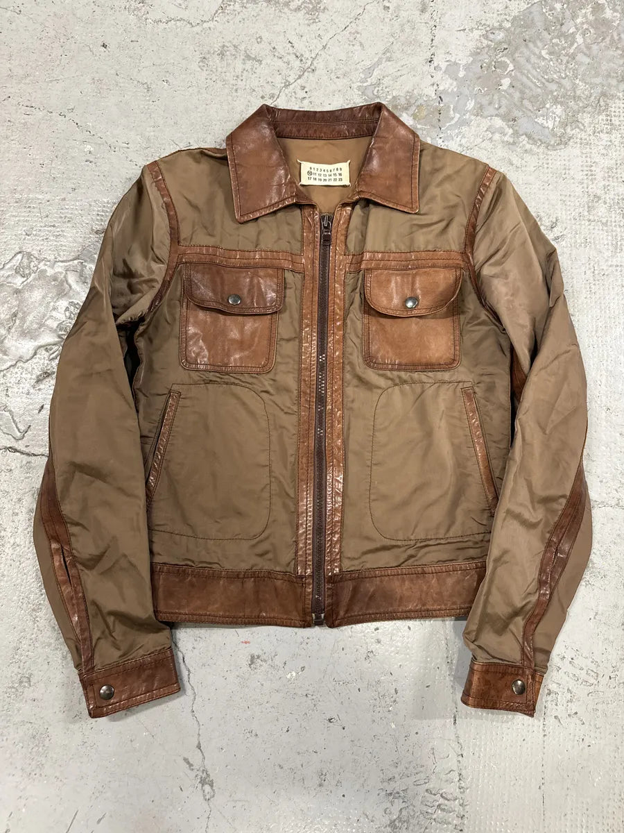 2000s Maison Martin Margiela Brown & Khaki Hybrid Leather Jacket etLRSAA 4