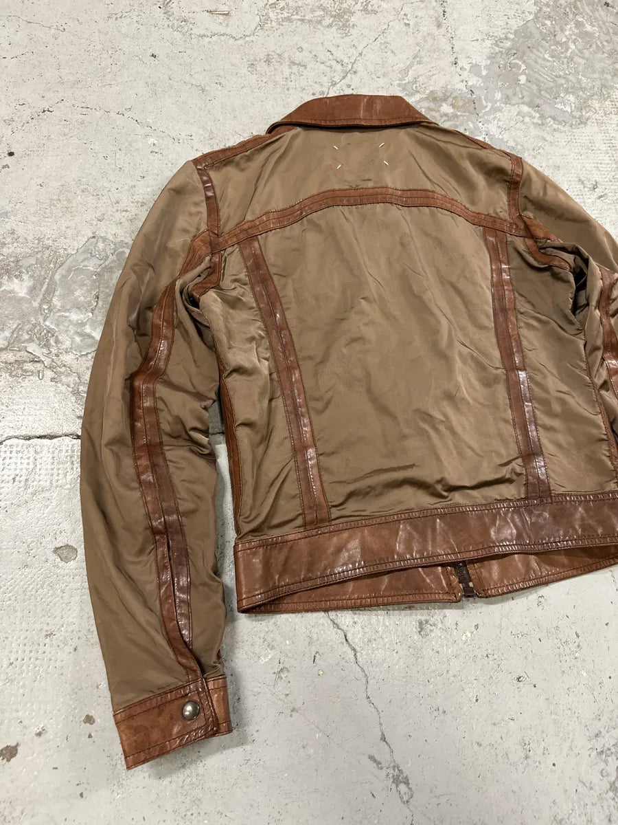 2000s Maison Martin Margiela Brown & Khaki Hybrid Leather Jacket etLRSAA 5