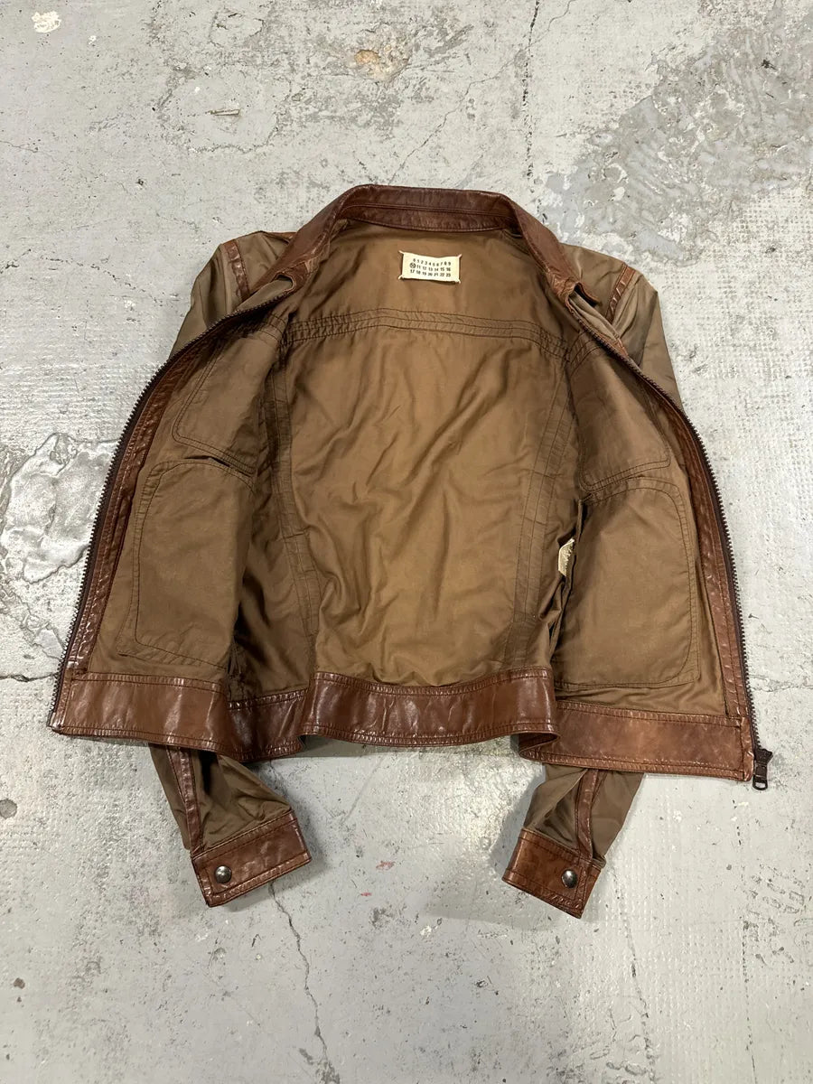 2000s Maison Martin Margiela Brown & Khaki Hybrid Leather Jacket etLRSAA 6
