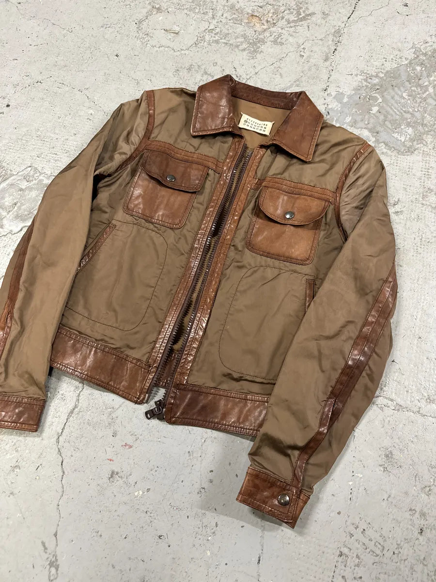 2000s Maison Martin Margiela Brown & Khaki Hybrid Leather Jacket etLRSAA 7