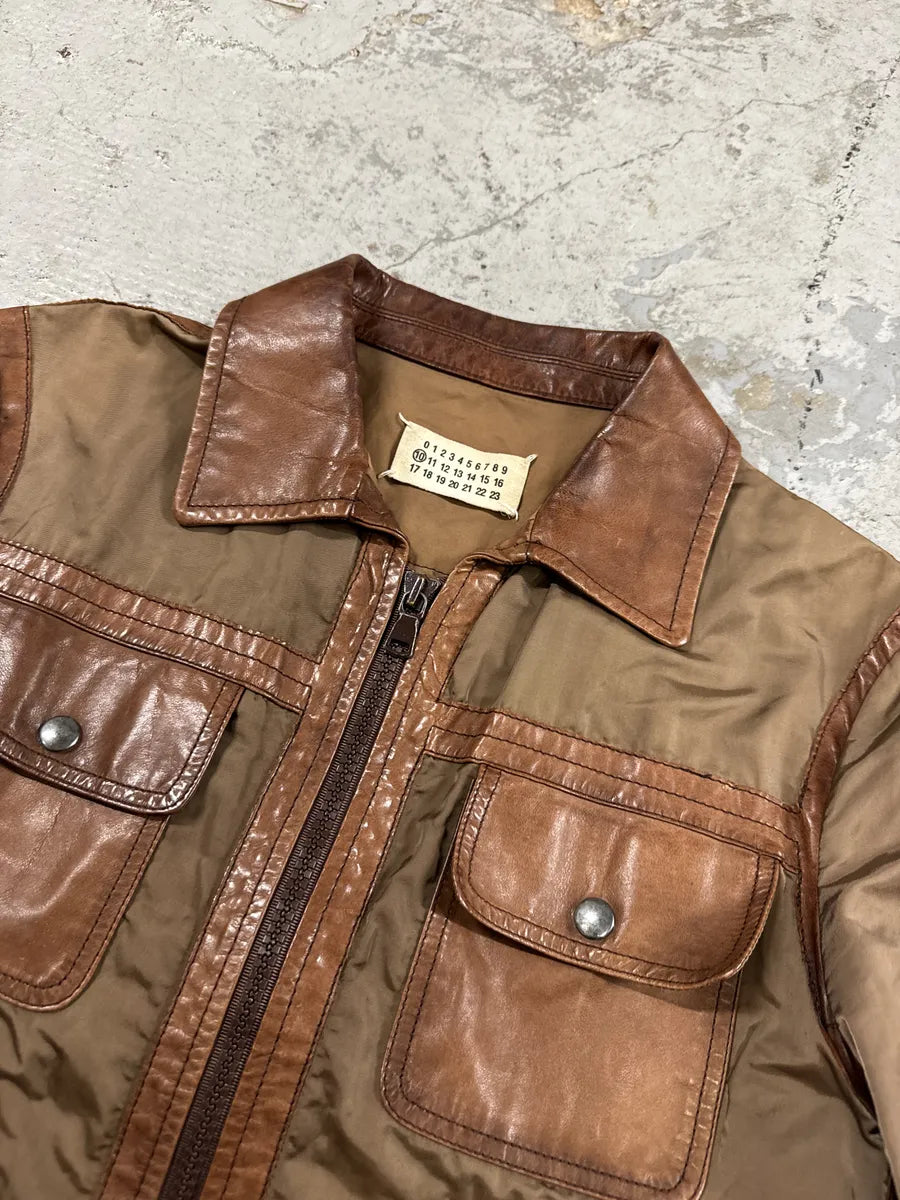2000s Maison Martin Margiela Brown & Khaki Hybrid Leather Jacket etLRSAA 8