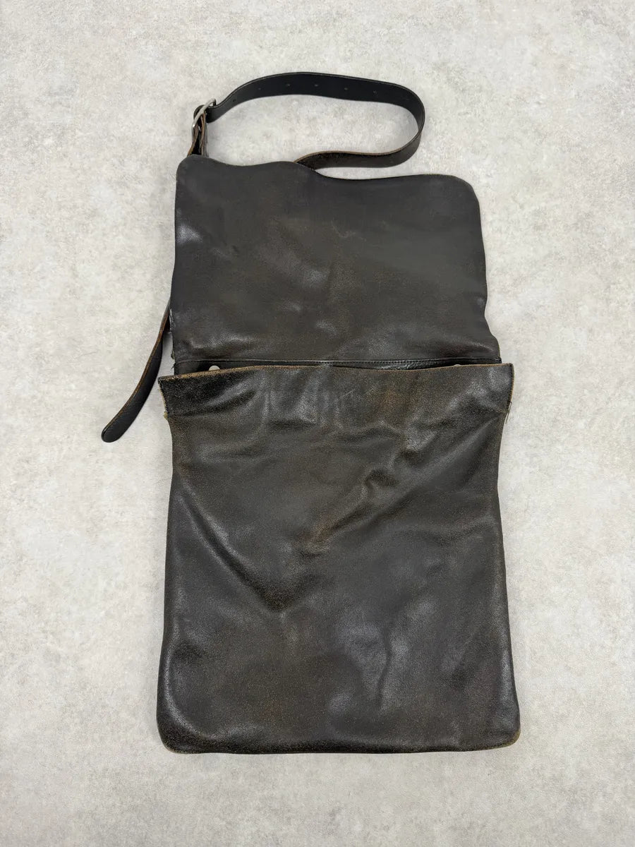 2000s Maison Martin Margiela Brown Eroded Leather Shoulder Bag pPgRhGf 2