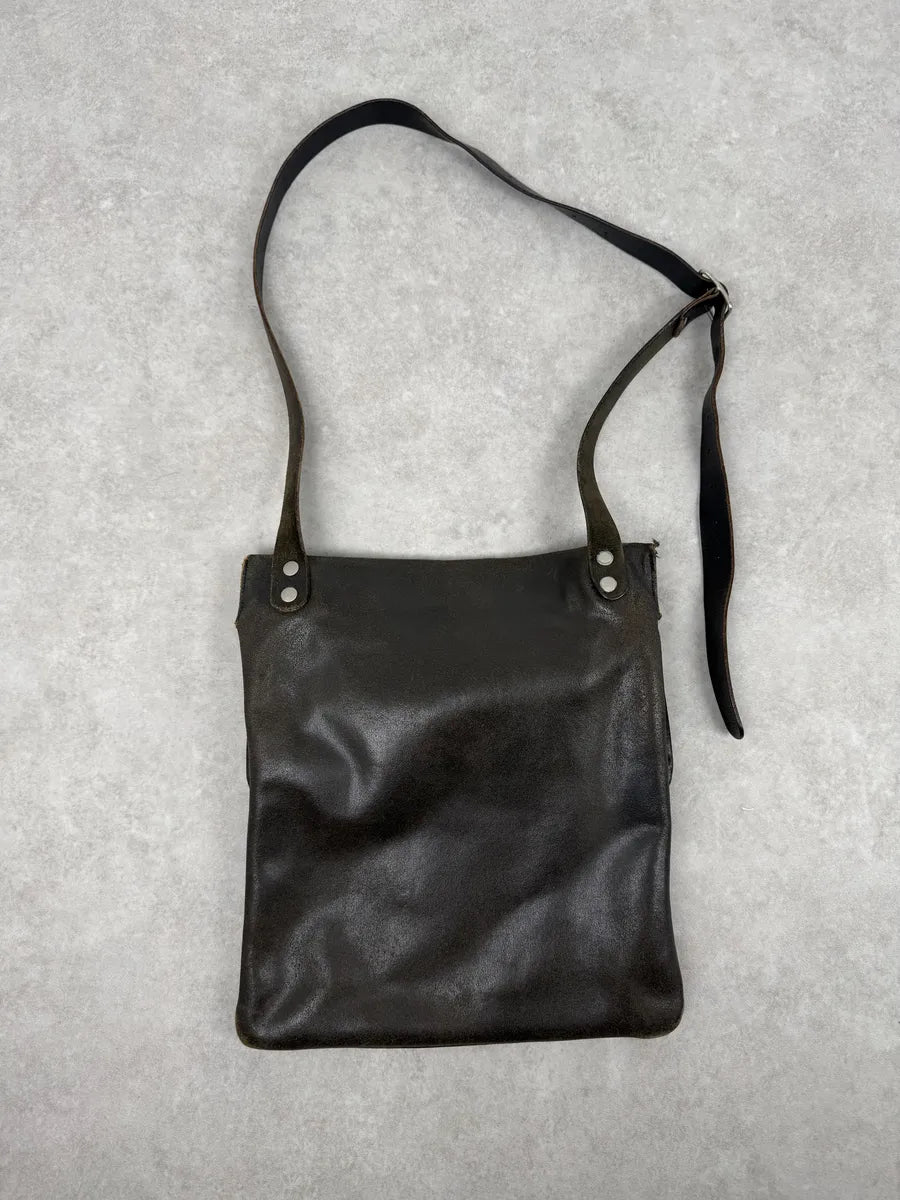 2000s Maison Martin Margiela Brown Eroded Leather Shoulder Bag pPgRhGf 4