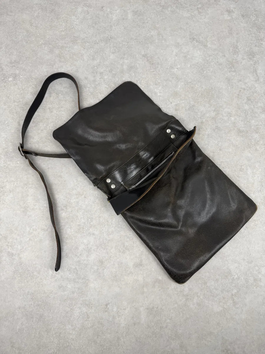 2000s Maison Martin Margiela Brown Eroded Leather Shoulder Bag pPgRhGf 7