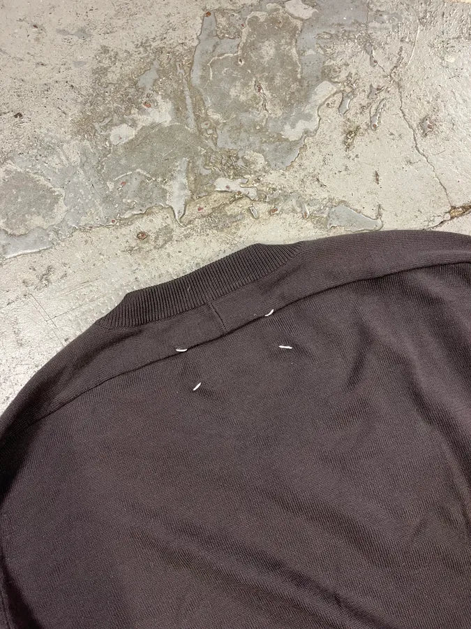 2000s Maison Martin Margiela Brown V Neck Signature Sweater NCoQZaH 6
