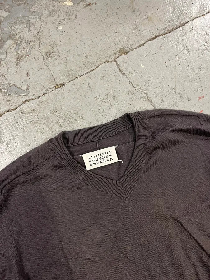 2000s Maison Martin Margiela Brown V Neck Signature Sweater NCoQZaH 4