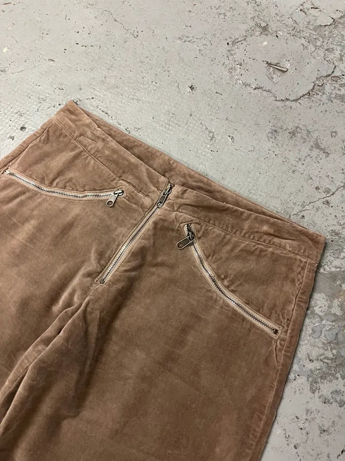 2000s Maison Martin Margiela MM6 Beige Velvet Pants EMEWqlj 5