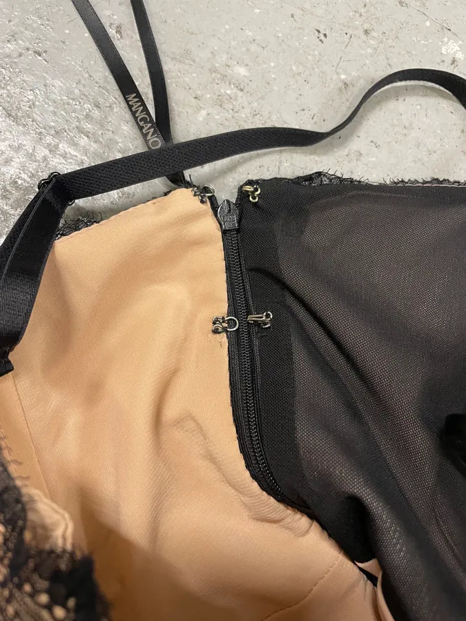 2000s Mangano Lace Black Dress (S/M) 5