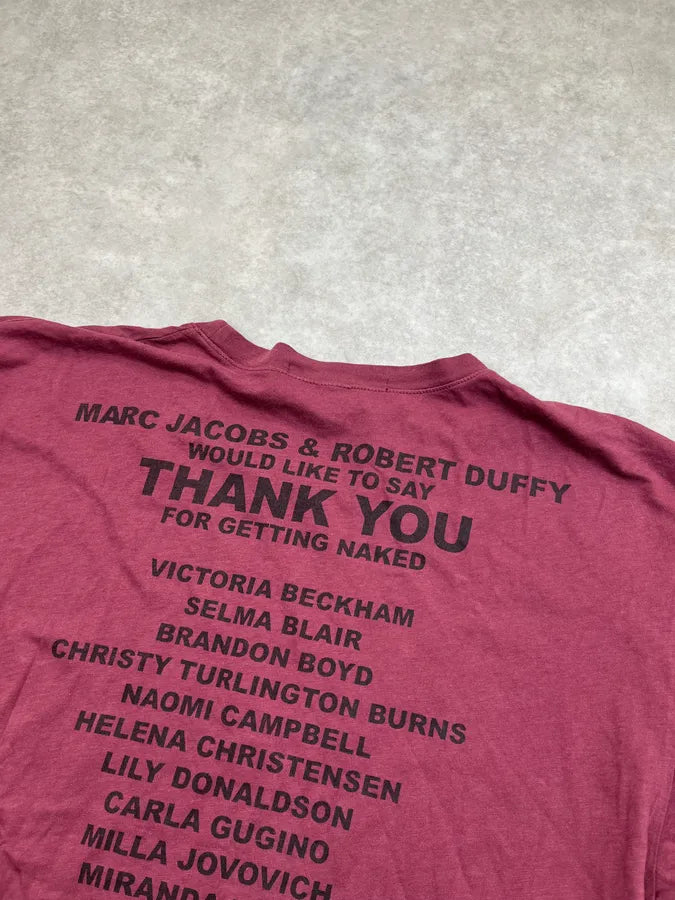 AW2010 Marc Jacobs Burgundy Protect Your Skin Women Naked T-Shirt YajeyEW 5