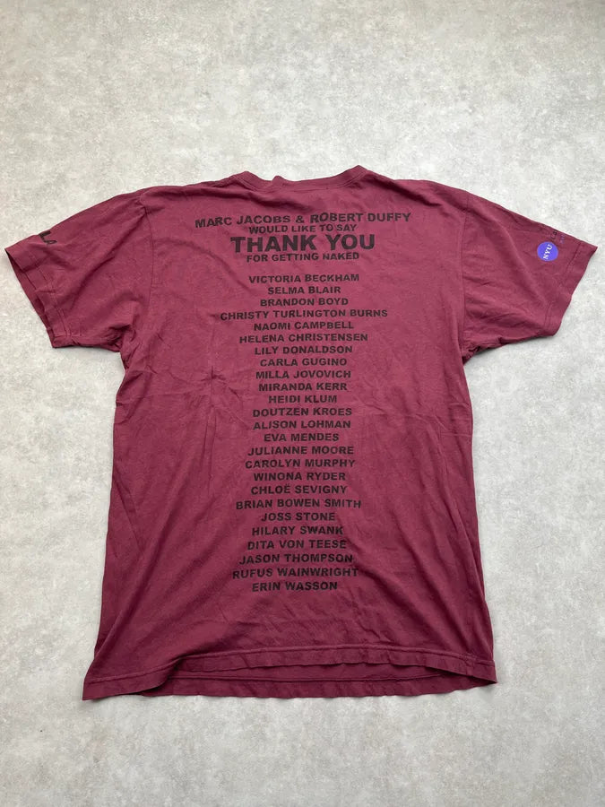 AW2010 Marc Jacobs Burgundy Protect Your Skin Women Naked T-Shirt YajeyEW 3