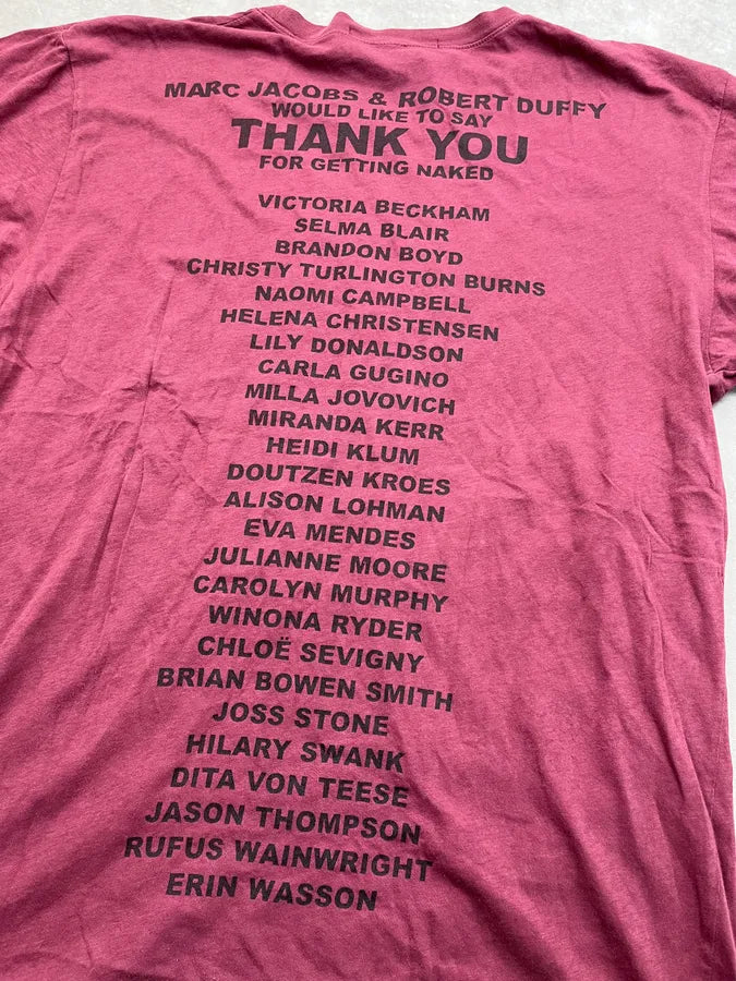 AW2010 Marc Jacobs Burgundy Protect Your Skin Women Naked T-Shirt YajeyEW 7