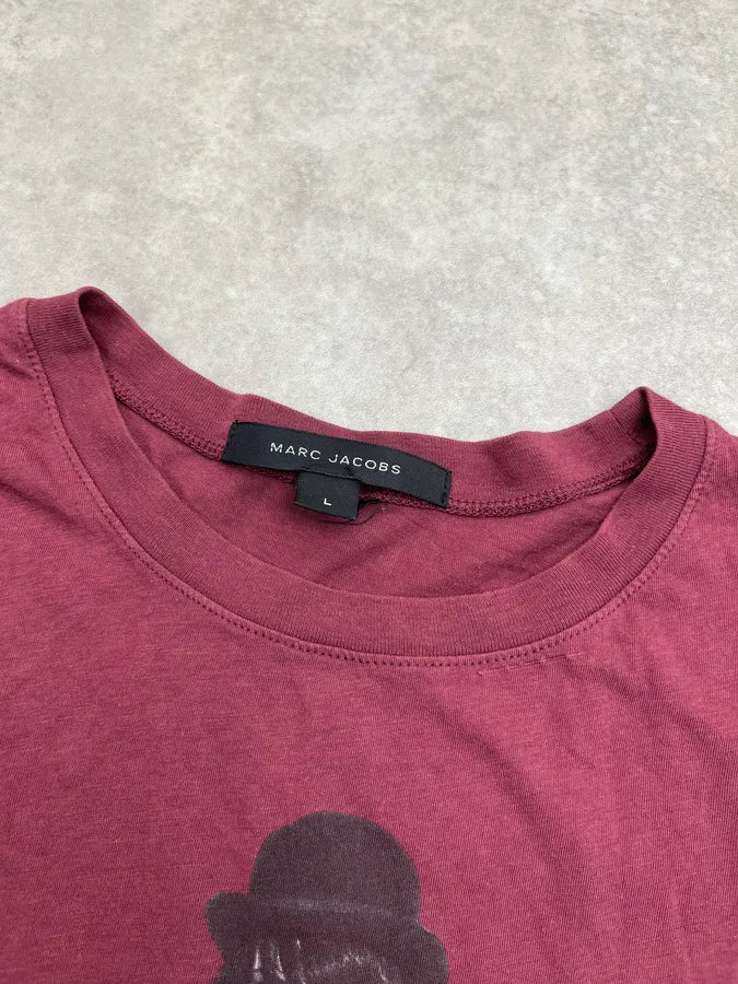 AW2010 Marc Jacobs Burgundy Protect Your Skin Women Naked T-Shirt YajeyEW 10