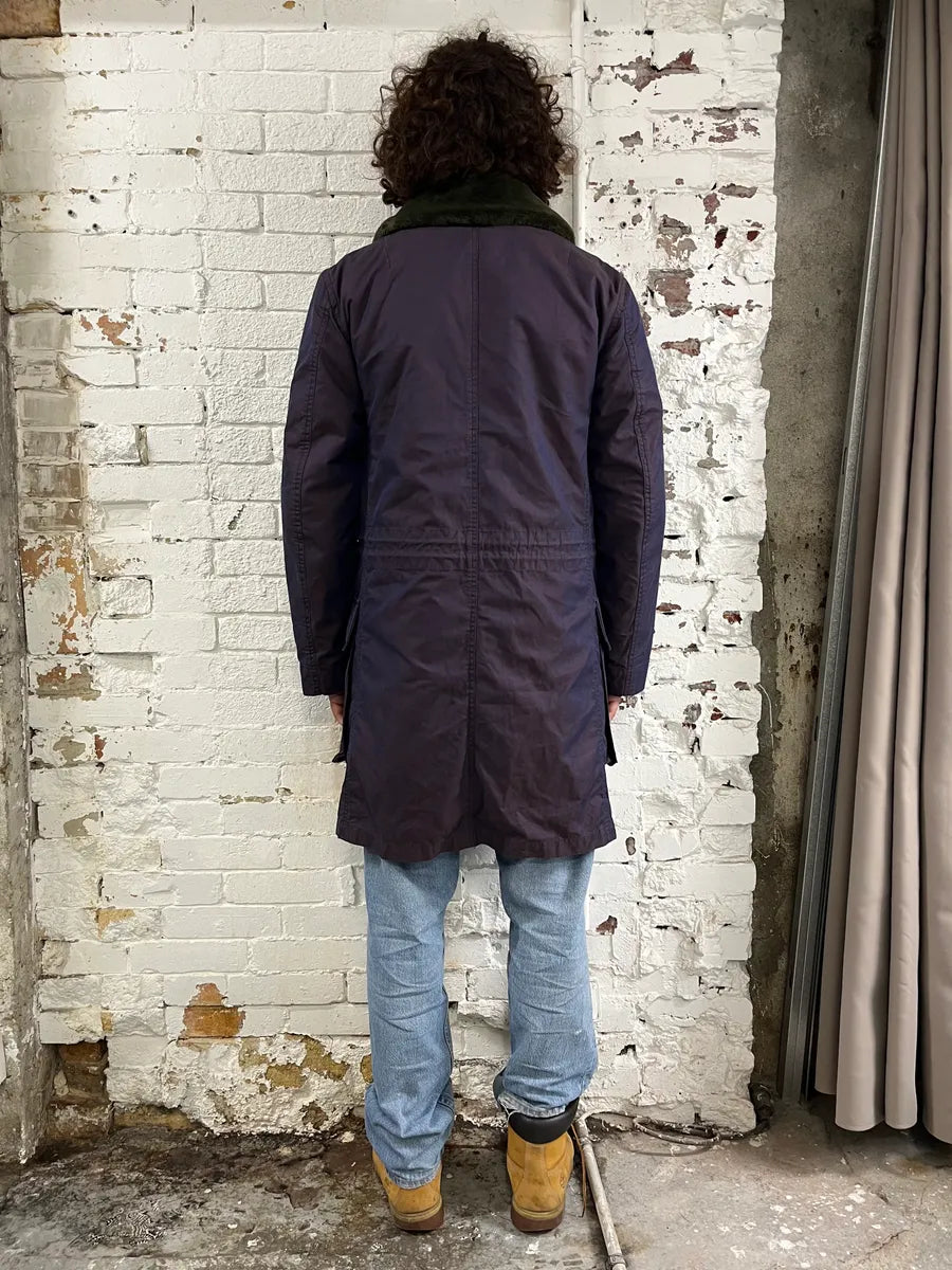 2000s Marc Jacobs Fur Collar Purple Long Cargo Coat sxTHUpJ 2