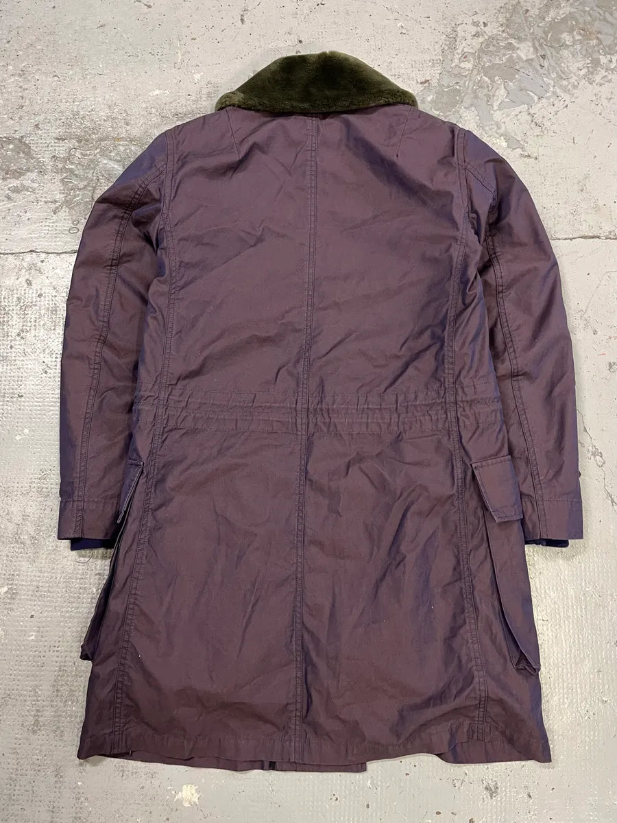 2000s Marc Jacobs Fur Collar Purple Long Cargo Coat sxTHUpJ 6
