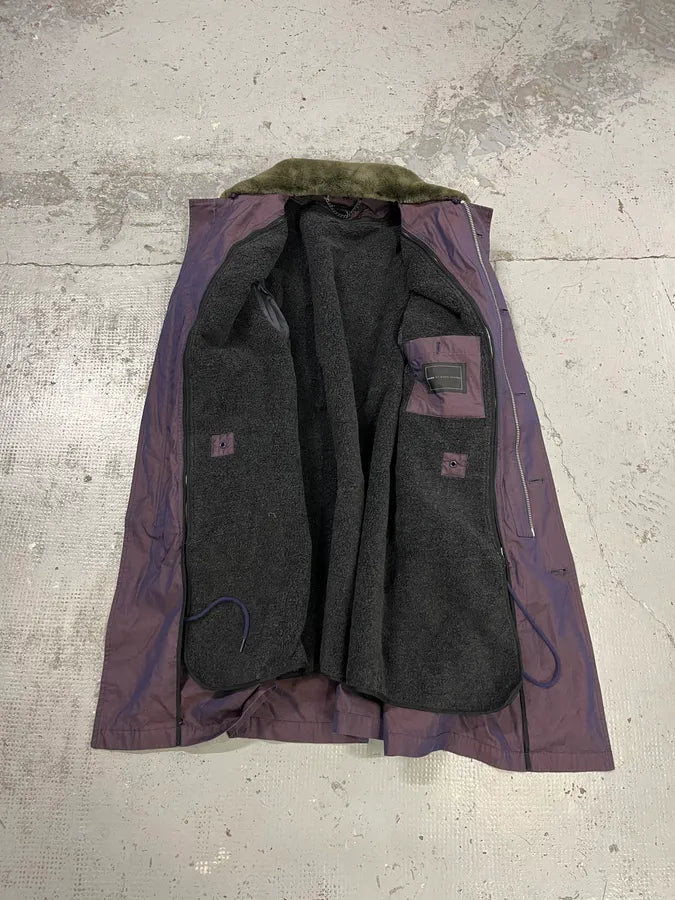 2000s Marc Jacobs Fur Collar Purple Long Cargo Coat sxTHUpJ 7
