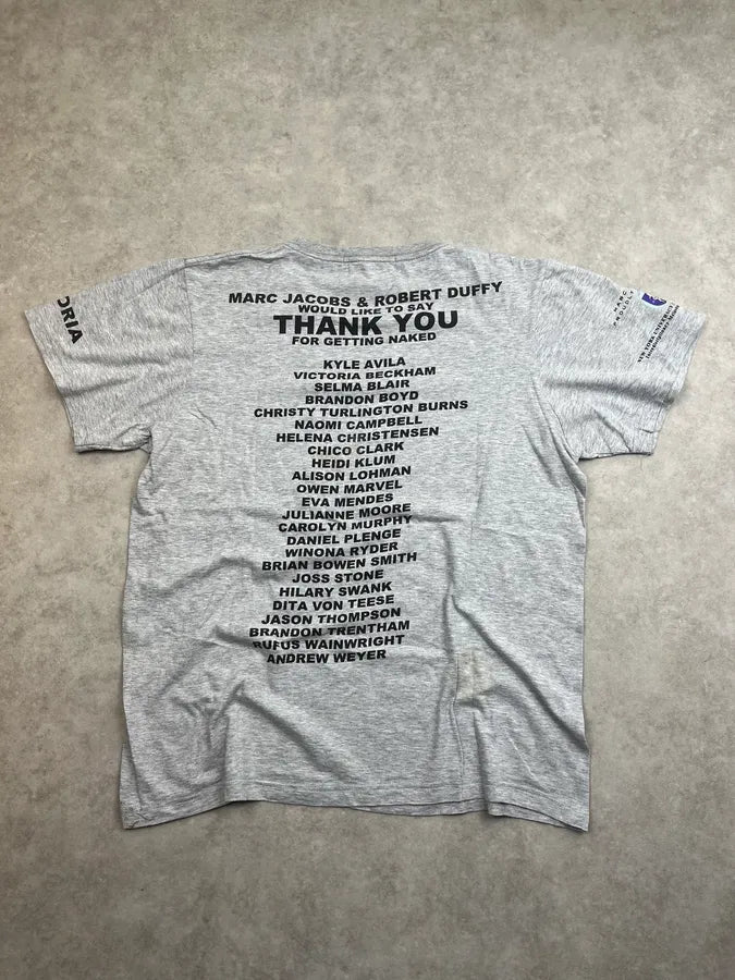 Marc Jacobs Protect Your Skin Grey Naked Greatings Campaign T-Shirt hXkauqZ 5